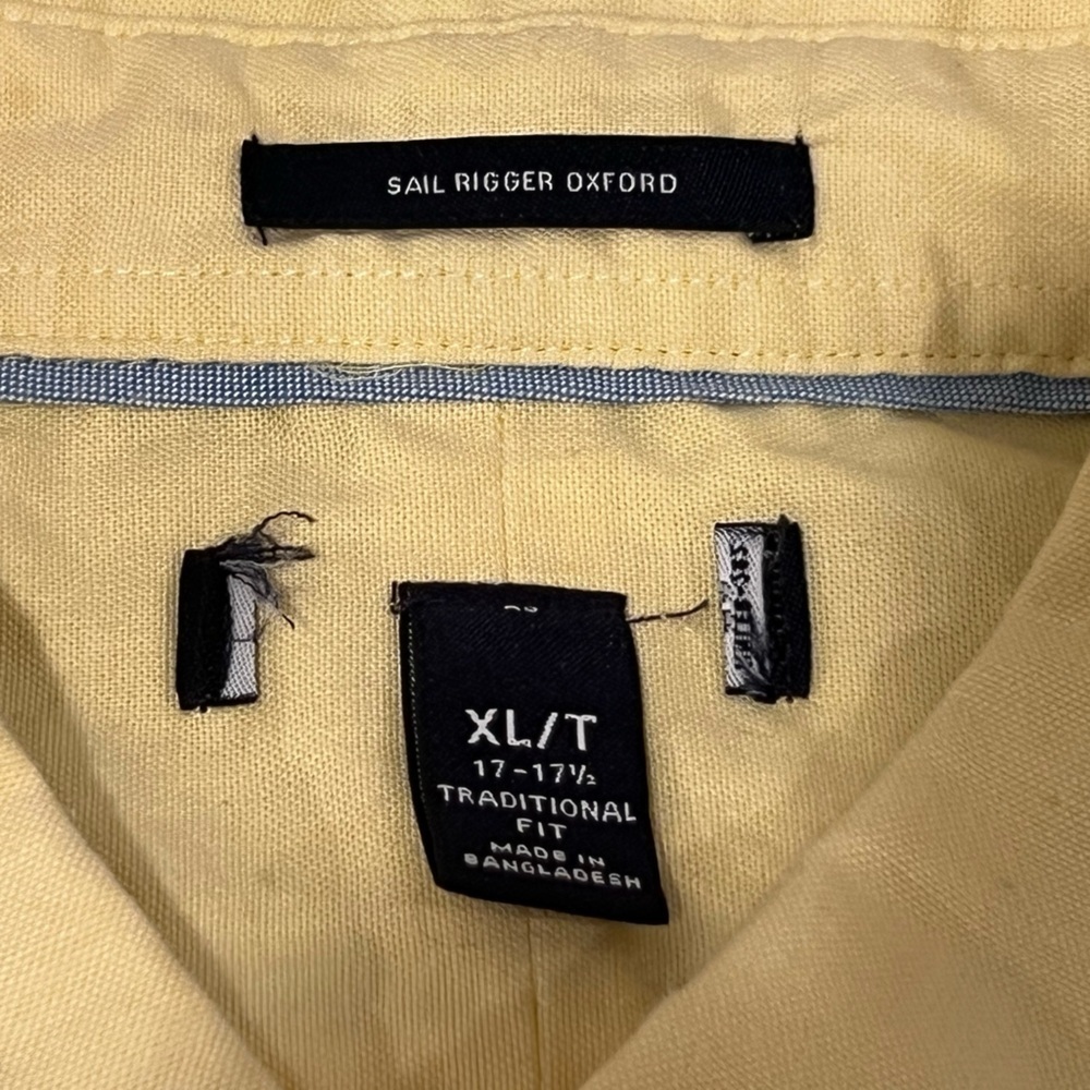 LANDS END Classic style men long sleeve yellow shirt/size XL - Picture 7 of 9